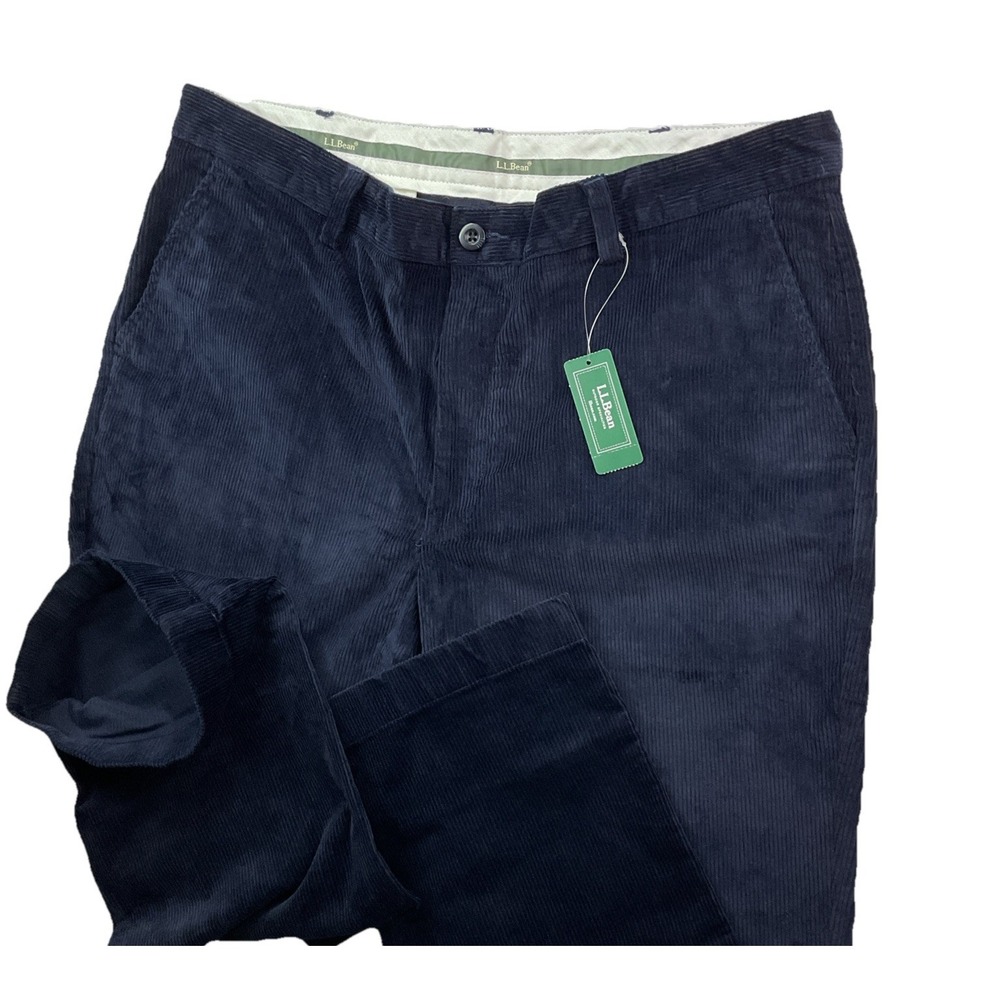 LL Bean Country Corduroy Pants Stretch Classic Navy 502835 Straight Fit Sz 38x29